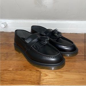 NEW Dr. Martens Adrian Tassel Fringe Black Leather Loafers